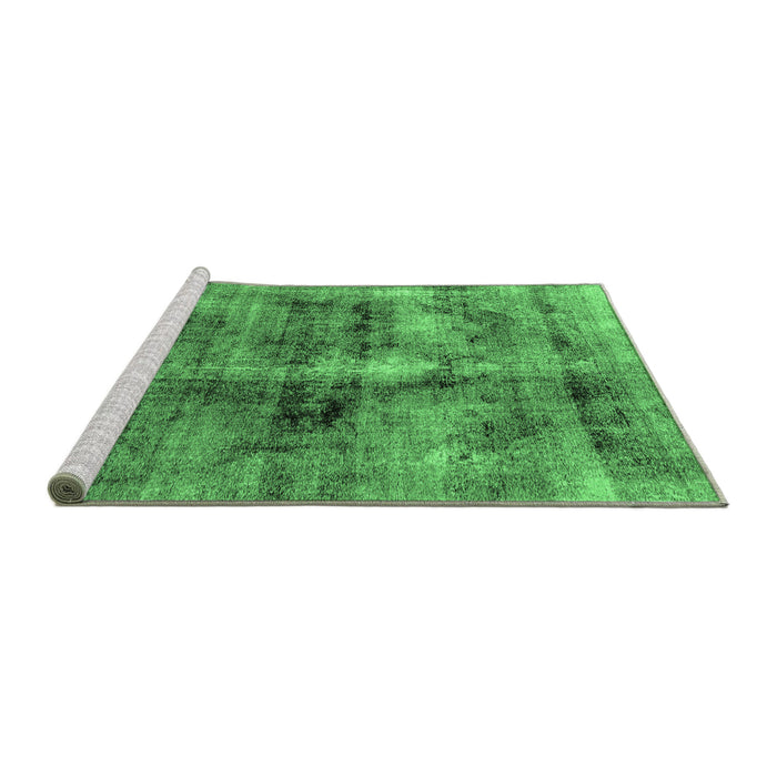 Sideview of Machine Washable Abstract Emerald Green Modern Area Rugs, wshabs2098emgrn