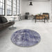 Round Machine Washable Abstract Blue Gray Rug in a Office, wshabs2098