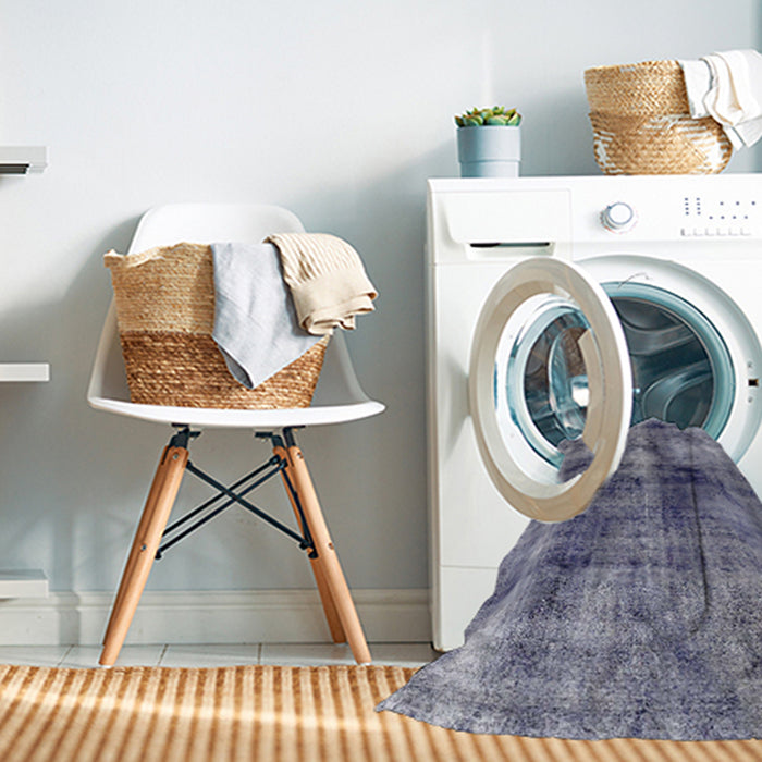 Machine Washable Abstract Blue Gray Rug in a Washing Machine, wshabs2098