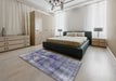 Abstract Blue Gray Modern Rug in a Bedroom, abs2098