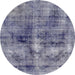 Round Abstract Blue Gray Modern Rug, abs2098