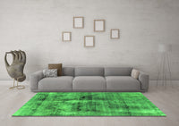 Machine Washable Abstract Green Modern Rug, wshabs2098grn