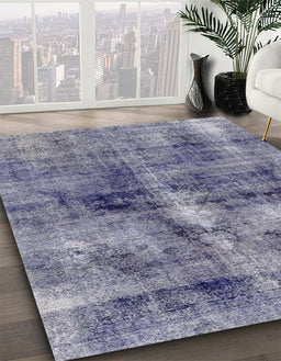 Machine Washable Abstract Blue Gray Rug in a Family Room, wshabs2098