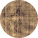 Round Abstract Brown Modern Rug, abs2098brn