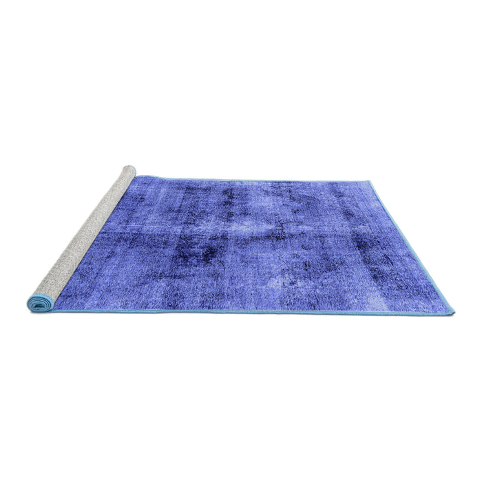 Sideview of Machine Washable Abstract Blue Modern Rug, wshabs2098blu