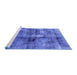 Sideview of Machine Washable Abstract Blue Modern Rug, wshabs2098blu