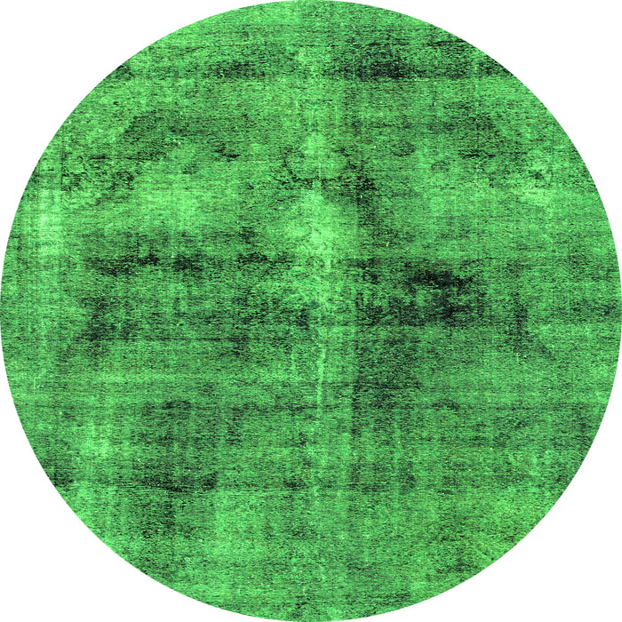 Round Machine Washable Abstract Green Modern Area Rugs, wshabs2098grn