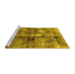 Sideview of Machine Washable Abstract Yellow Modern Rug, wshabs2098yw