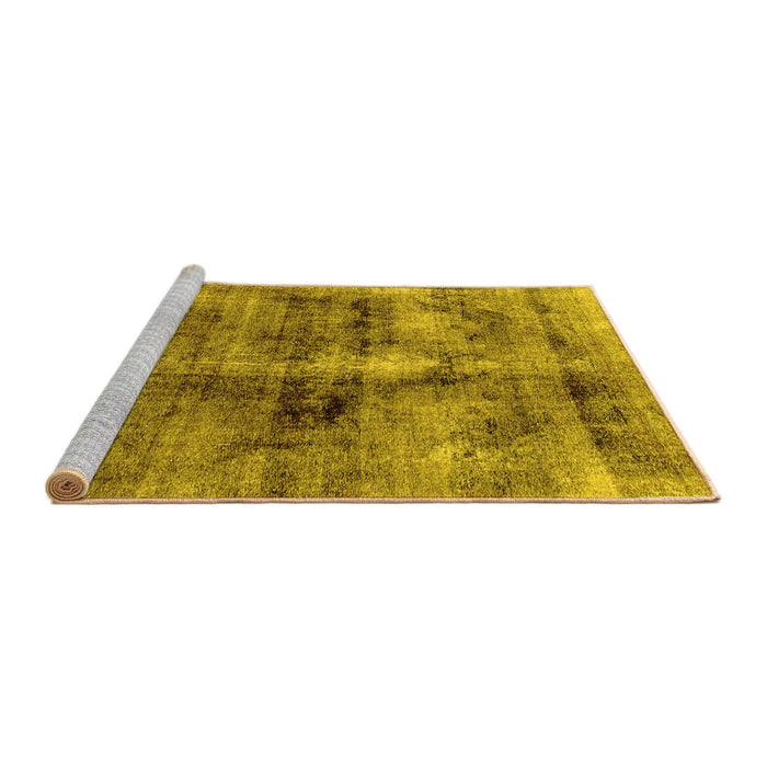 Sideview of Machine Washable Abstract Yellow Modern Rug, wshabs2098yw