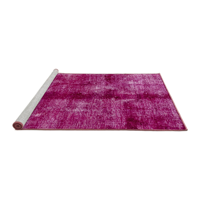 Sideview of Machine Washable Abstract Raspberry Red Rug, wshabs2099