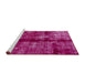 Sideview of Machine Washable Abstract Raspberry Red Rug, wshabs2099