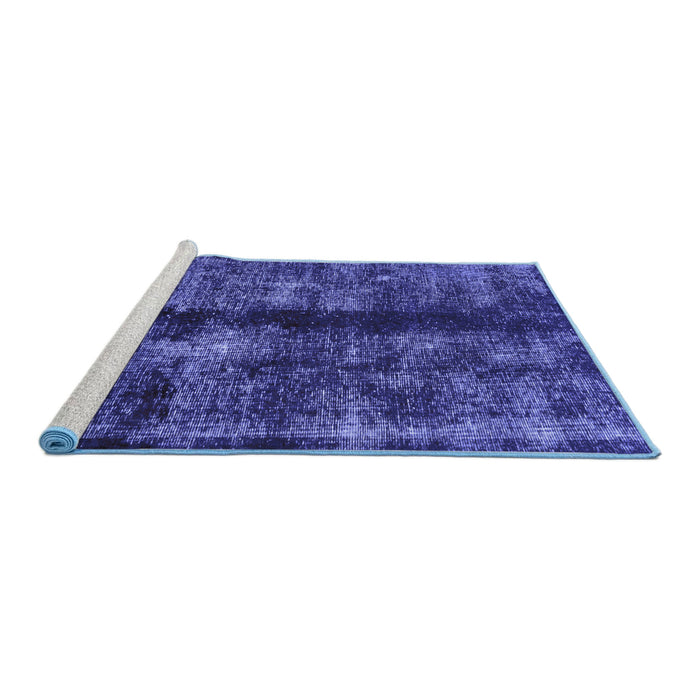 Sideview of Machine Washable Oriental Blue Traditional Rug, wshabs2099blu