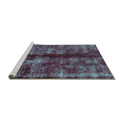 Sideview of Machine Washable Oriental Turquoise Traditional Area Rugs, wshabs2099turq