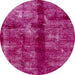 Round Machine Washable Abstract Raspberry Red Rug, wshabs2099