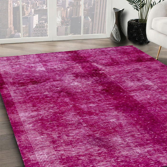 Abstract Raspberry Red Oriental Rug in Family Room, abs2099