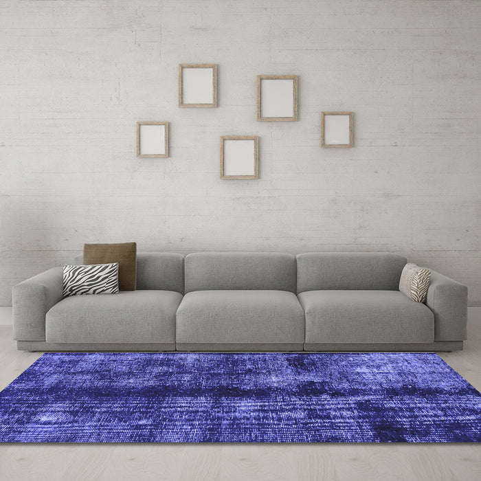 Machine Washable Oriental Blue Traditional Rug in a Living Room, wshabs2099blu