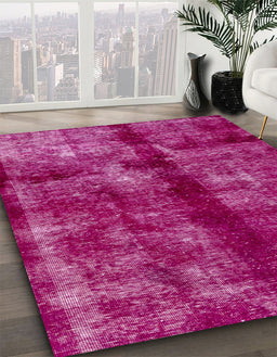 Machine Washable Abstract Raspberry Red Rug in a Family Room, wshabs2099