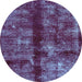 Round Oriental Light Blue Traditional Rug, abs2099lblu