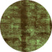 Round Oriental Green Traditional Rug, abs2099grn