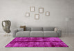 Machine Washable Oriental Pink Traditional Rug in a Living Room, wshabs2099pnk