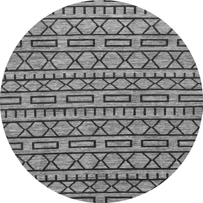Round Machine Washable Abstract Gray Modern Rug, wshabs209gry