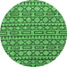 Round Machine Washable Abstract Emerald Green Modern Area Rugs, wshabs209emgrn