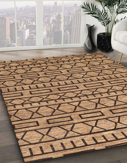 Abstract Saddle Brown Modern Rug in Family Room, abs209