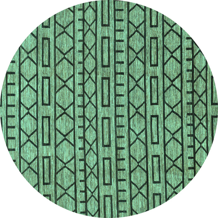 Round Abstract Turquoise Modern Rug, abs209turq