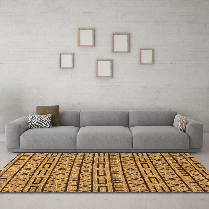 Machine Washable Abstract Brown Modern Rug in a Living Room,, wshabs209brn