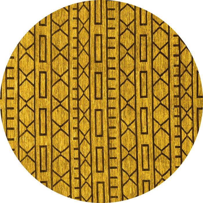 Round Abstract Yellow Modern Rug, abs209yw
