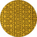 Round Abstract Yellow Modern Rug, abs209yw