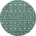 Round Machine Washable Abstract Light Blue Modern Rug, wshabs209lblu