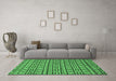 Machine Washable Abstract Emerald Green Modern Area Rugs in a Living Room,, wshabs209emgrn