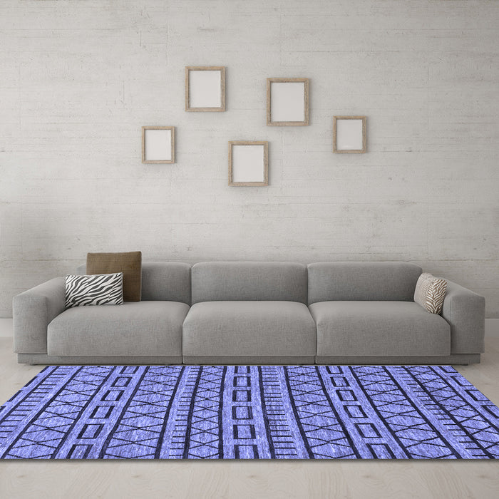 Machine Washable Abstract Blue Modern Rug in a Living Room, wshabs209blu