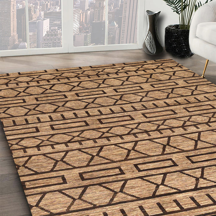 Abstract Saddle Brown Modern Rug in Family Room, abs209