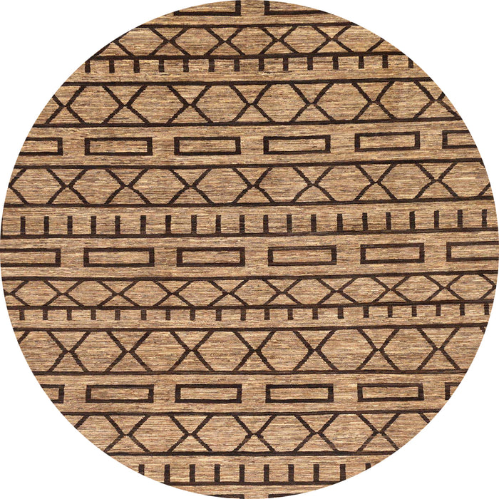 Round Abstract Saddle Brown Modern Rug, abs209