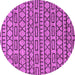 Round Machine Washable Abstract Purple Modern Area Rugs, wshabs209pur