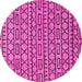 Round Machine Washable Abstract Pink Modern Rug, wshabs209pnk