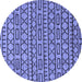 Round Abstract Blue Modern Rug, abs209blu