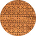 Round Machine Washable Abstract Orange Modern Area Rugs, wshabs209org