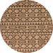 Round Machine Washable Abstract Saddle Brown Rug, wshabs209