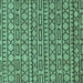 Square Abstract Turquoise Modern Rug, abs209turq