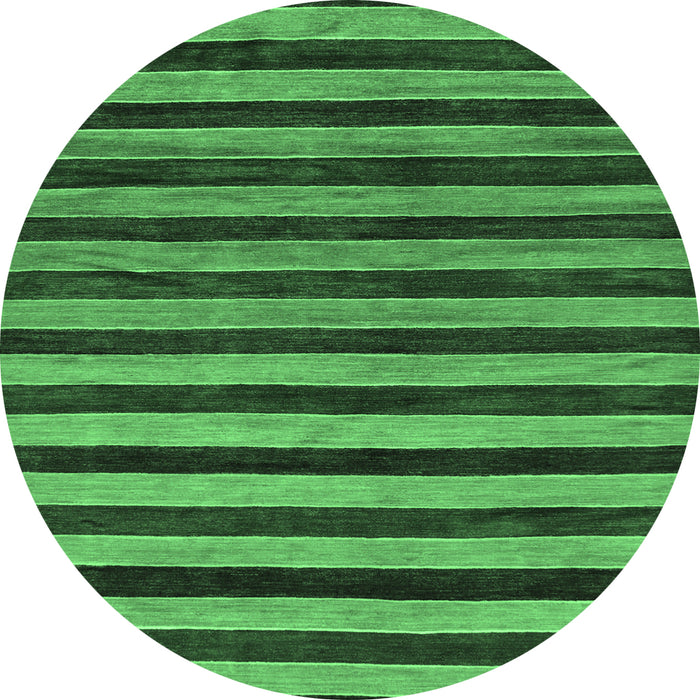 Round Machine Washable Abstract Emerald Green Modern Area Rugs, wshabs20emgrn