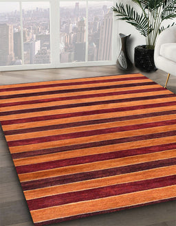 Machine Washable Abstract Tomato Red Rug in a Family Room, wshabs20