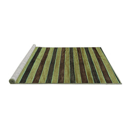 Sideview of Machine Washable Abstract Turquoise Modern Area Rugs, wshabs20turq