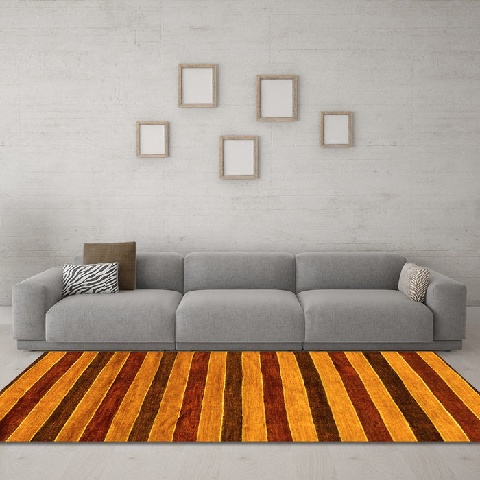 Machine Washable Abstract Yellow Modern Rug in a Living Room, wshabs20yw