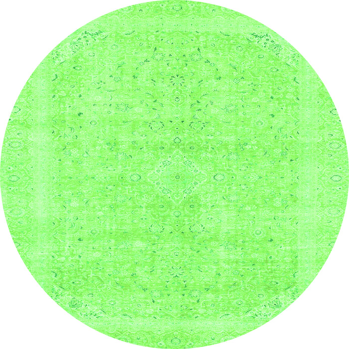 Round Abstract Green Modern Rug, abs2100grn