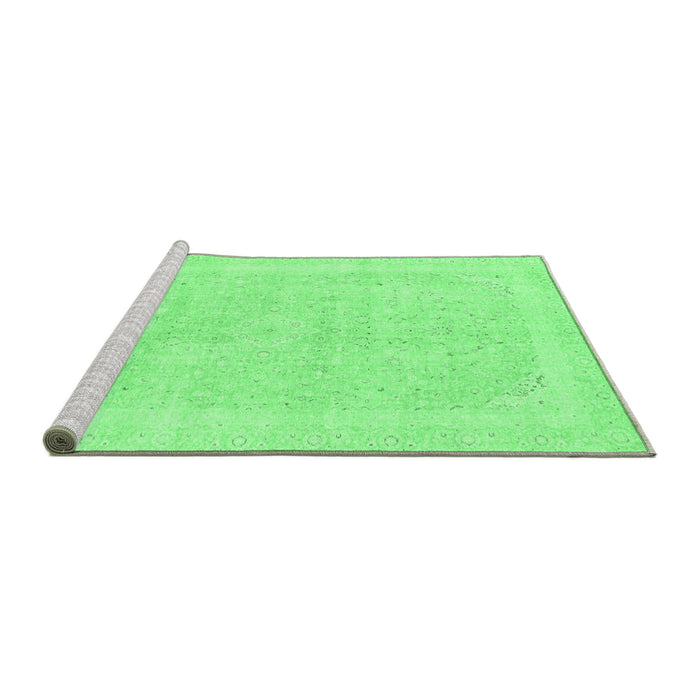 Sideview of Machine Washable Abstract Emerald Green Modern Area Rugs, wshabs2100emgrn