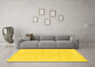 Machine Washable Abstract Yellow Modern Rug in a Living Room, wshabs2100yw