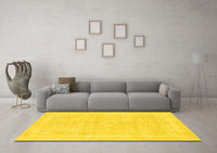 Machine Washable Abstract Yellow Modern Rug, wshabs2100yw